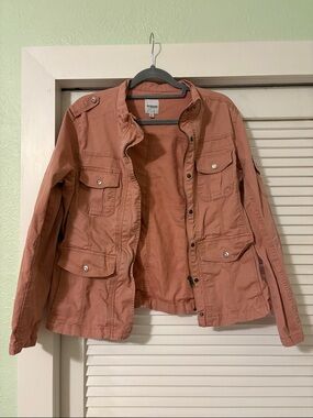 kensie Pink Utility Jacket with Front Flap Pockets